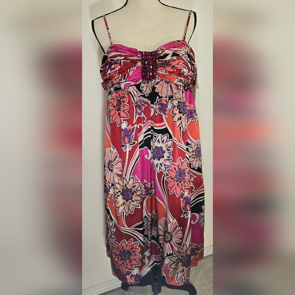*NWT* OC by OC Oleg Cassini Silk Strappy Dress Rhinestones Party Prom Y2K, 14